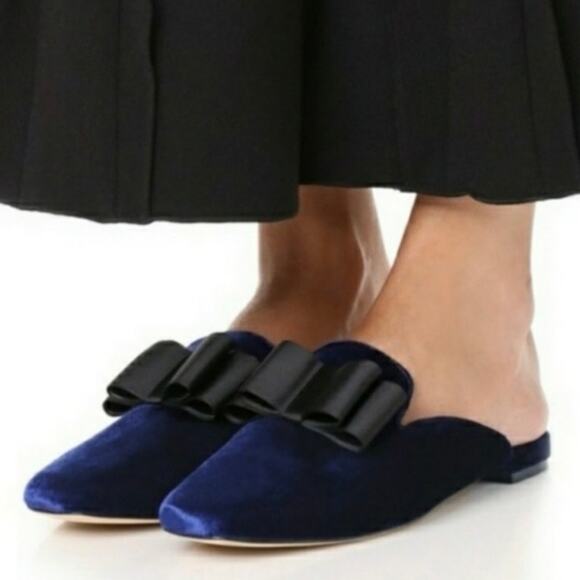 Joie Crushed Blue Velvet Mules Size 6 - Picture 7 of 7